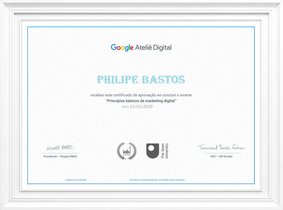 certificado curso grátis google
